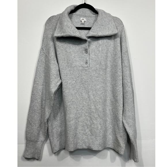 Aerie Women’s Grey CozyUp Waffle Over Size Button Sweater / Size-XS-TP - Picture 2 of 10